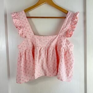 Maree Maree Heart Print Frill Strap Baby Doll Tank Top